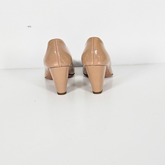 AGL Attilio Giusti Leombruni Tan Patent Leather Round Toe Block Heel Pumps 6 - Picture 4 of 9